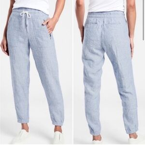 Athleta cropped chambray linen joggers Size 6